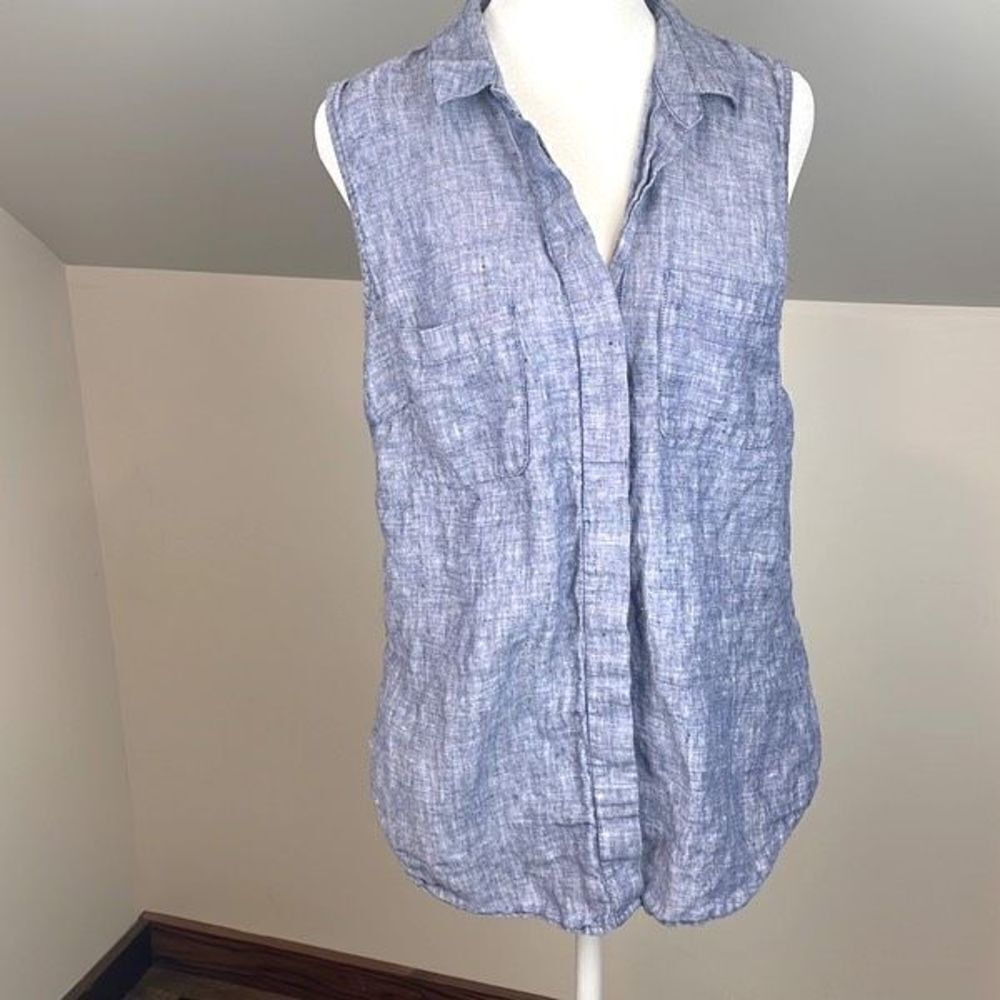 Saks Fifth Avenue 100% Linen Button Down Tank Blouse Size Medium Women’s